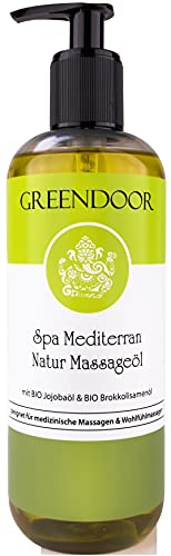 500ml Sparpackung GREENDOOR Massageöl Mediterran BIO Jojobaöl BIO Brokkolisamenöl und Aprikosenkernöl, mediterrane Mischung ätherischer Öle, natürliche Inhaltsstoffe, Naturkosmetik Natur pur - 1