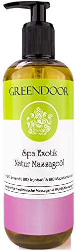 500ml Sparpackung Massageöl GREENDOOR Exotic, vegan, BIO Sesamöl BIO Jojoba, natur-reine ätherische Öle, natürlich ohne Tierversuche, Natur Massage Öl, Erotic pur, Naturkosmetik, Ostern Geschenke - 1