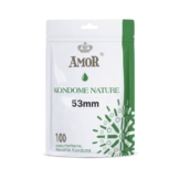 AMOR NATURE Premium Kondome, Perfekter Sitz und eine Passende Größe für Jeden - Ø 53 mm, Transparent, 100 Stück - 1