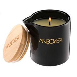 ANSOYER Massagekerzen - Feuchtigkeitsspendend und nahrhaft für Home SPA - Amazing Geschenk für Frauen & Männer - Kaffee & Wodka - 230g - 1