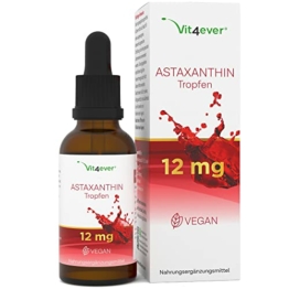 Astaxanthin Tropfen - Hochdosiert mit 12 mg Astaxanthin pro Anwendung - Alternative zu Astaxanthin Kapseln - 100% natürliches Astaxanthin - Hohe Bioverfügbarkeit - Laborgeprüft - Vegan - 30 ml - 1