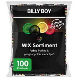 Billy Boy Kondome Mix-Sortiment Großpackung, Farbige, Extra Feucht und Perlgenoppte, 100er Mix-Pack - 1