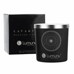 Deluxe Aroma Massagekerze Lavakuss aus natürlichen Soja & Kokosölen für Paarmassagen (150g), von Venize - 1