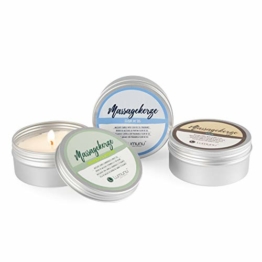 Deluxe Massagekerzen-Set MASSAGEGLÜCK, 3 erotische Kerzen in den Düften Kokos, Fleur de Sel & Zitronengras mit weißem Tee (3 x 100g), von Venize - 1