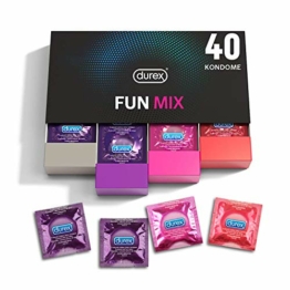 Durex Fun Explosion Kondome in stylischer Box – Aufregende Vielfalt, praktisch & diskret verpackt - Verhütung, die Spaß macht – Kondom Probierpaket – 40er Großpackung (1 x 40 Stück) - 1
