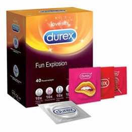 Durex Fun Explosion Kondome – Verschiedene Sorten für aufregende Vielfalt - Verhütung, die Spaß macht – 40er Großpackung (1 x 40 Stück), Black - 1