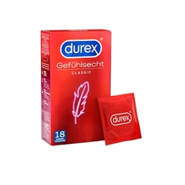Durex Gefühlsecht Classic Kondome – Hauchzarte Kondome für intensives Empfinden und innige Zweisamkeit 18 Stück - 1