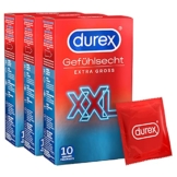 Durex Gefühlsecht Extra Groß - "Meine Größe" Kondome – XXL Kondome mit 57 mm nominaler Breite für intensives Empfinden – 30er Pack (3 x 10 Stück) - 1