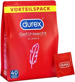 Durex Gefühlsecht Kondome, hauchzartes Kondom für intensives Empfinden, 40 Stück - 1