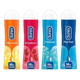 Durex Gleitgel 4er Mix-Set für Sie und Ihn mit 1x Durex Play Wärmend + 1x Durex Play Prickelnd + 1x Durex Play Sweet Strawberry + 1x Play Feel in 50ml Dosierflaschen - 1