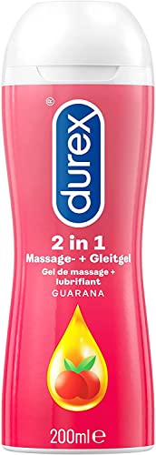 Durex Gleitgel Play 2-in-1 Massage Guarana – Wasserbasiertes Gleitmittel mit anregenden Guaranaextrakten für sinnliche Intimmassagen – 1 x 200 ml im Spender - 1