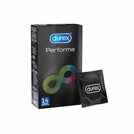Durex Performa Kondome – aktverlängernde Kondome mit 5% benzocainhaltigem Gel – 14er Pack (1 x 14 Stück) - 1