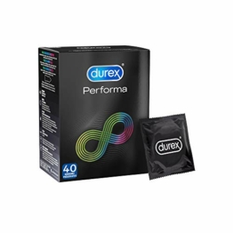 Durex Performa Kondome - Mit 5% benzocainhaltigem Gleitgel zur Desensibilisierung - Transparent, 1 x 40 Stück - 1