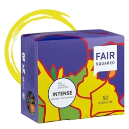 FAIR SQUARED 50 Stück Kondome Intense – stark genoppt – vegane Kondome – Naturkautschuk nachhaltig & fair – LGBTQ – Kondom mit Noppen für mehr Extase – Kondome vegan - 1