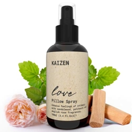 KAIZEN Kissenspray für eine liebevolle Atmosphäre - aphrodisierendes Raumduftspray für sinnliche Momente zu Zweit mit englischem Rosen Extrakt, Love Pillow Spray, Raumspray für Kissen [100ml] - 1