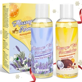 Massageöl-Set - 100% Naturrein Massage Öl mit Angenehmen Düften, Sinnliches Massageöl für Massage und Muskelentspannung - Top 2X148ML Massage Oil Ylang-Ylang, Lavendelöl,Jasminöl,Arganöl, Mandelöl - 1