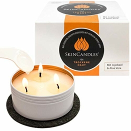 SkinCandles Bio Kokosöl Hautpflege Kerze | Wellness Geschenk für Frauen, Geschenk Freundin | skin candles | Massagekerze, Entspannung, Wellness Set | für trockene Haut - 150ml Made in Germany - 1