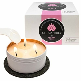 SkinCandles Bio Kokosöl Hautpflege Kerze | Wellness Geschenk für Frauen, Geschenk Freundin | skin candles | Massagekerze, Entspannung, Wellness Set | für Hände & Füße - 150ml Made in Germany - 1