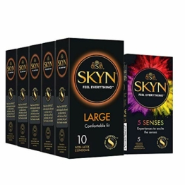 SKYN Große, latexfreie Große Kondome Packung mit 50 + 5 SKYN Five Senses Kondomen - 1