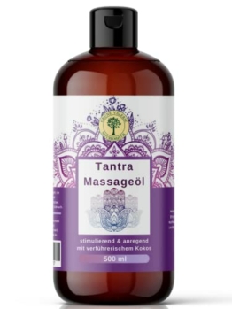 Tantra Massageöl 500 ML XXL | mit sinnlichem Kokos | Liebesöl Grüne Valerie |[DERMATEST: EXELLENT] Stimulierend und anregend, perfekt für die leidenschaftliche Partnermassage | Relax! |Made in Italy - 1