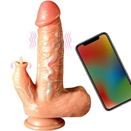 WMJS Realistischer Didloschwanz Für Männer Bluetooth Vibratoren Mit Saugnapf Didlos Für Frauen Groß Vibrator Mit Stoßfunktion Lecken Klitoris Dildo Zunge Vibratoren Frauen Mit Stoßfunktion Leise 21cm - 1