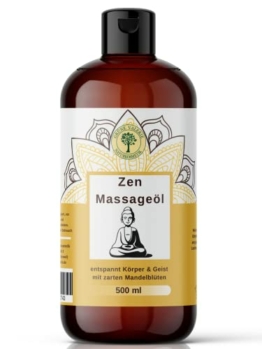 Zen Massageöl 500 ML mit süßen Mandeln [DERMATEST: EXCELLENT] XXL Massage Öl von Grüne Valerie I Massageöl Entspannung für den Geist und die Gefühlswelt, Made in Italy - 1